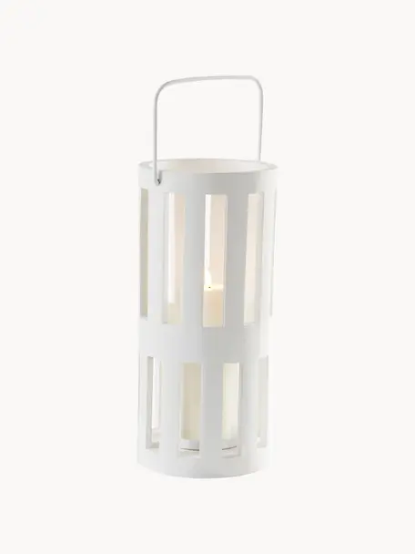 Lanterna in metallo bianco Earl, Manico: metallo rivestito, Bianco, Ø 15 x Alt. 33 cm