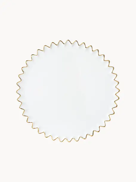 Piatto da colazione in porcellana bianca Christmas, Porcellana smaltata, Bianco con bordo oro, Ø 22 cm