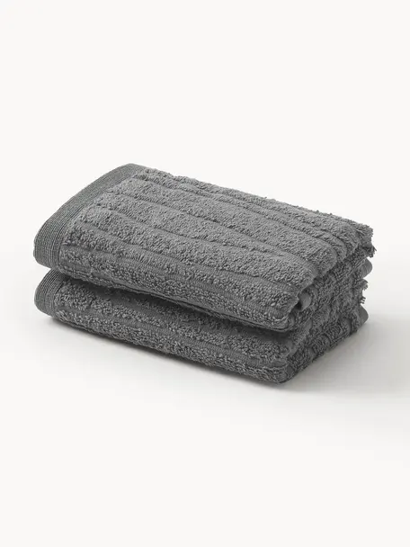 Toalla de algodón Audrina, diferentes tamaños, Gris oscuro, Toalla ducha, An 70 x L 140 cm