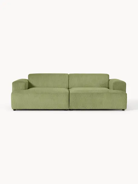 Cord-Sofa Melva (3-Sitzer), Bezug: Cord (92% Polyester, 8% P, Gestell: Massives Kiefernholz, FSC, Cord Olivgrün, B 238 x T 101 cm