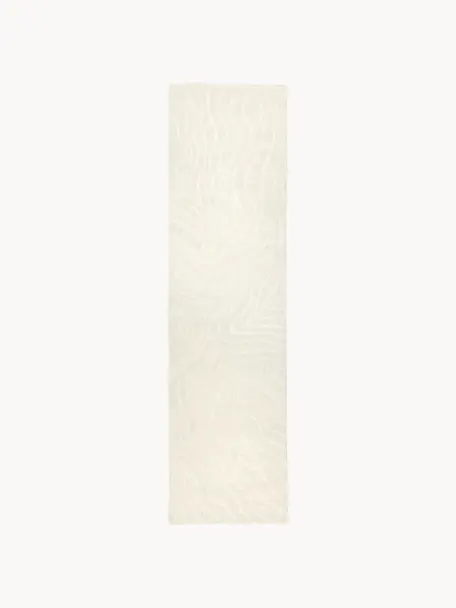 Passatoia in lana Aaron, Retro: 100% cotone Nel caso dei , Bianco crema, Larg. 80 x Lung. 300 cm