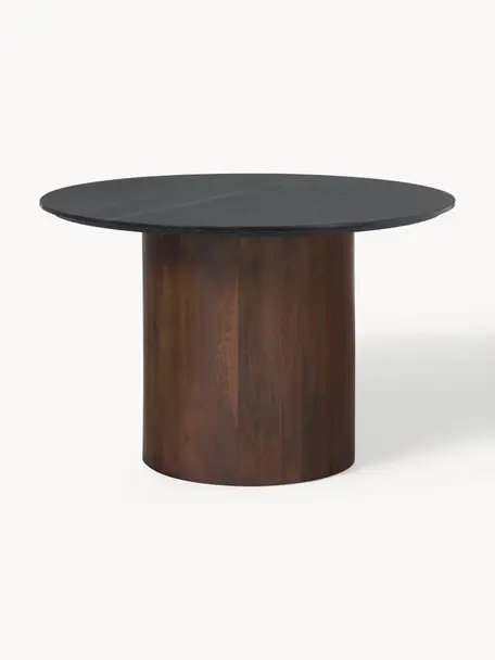 Ronde marmeren eettafel Abby, Ø 120 cm, Tafelblad: marmer, vezelplaat van ge, Zwart, gemarmerd, Ø 120 cm