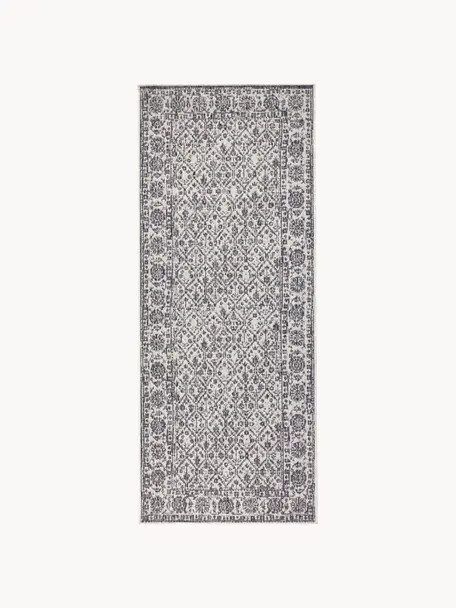 Dubbelzijdige in- en outdoor loper Curacao, Grijs, crèmekleurig, B 80 x L 250 cm