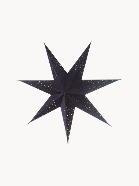 Estrella navideña de terciopelo Orby, Papel, terciopelo, Azul oscuro, dorado, Ø 75 cm