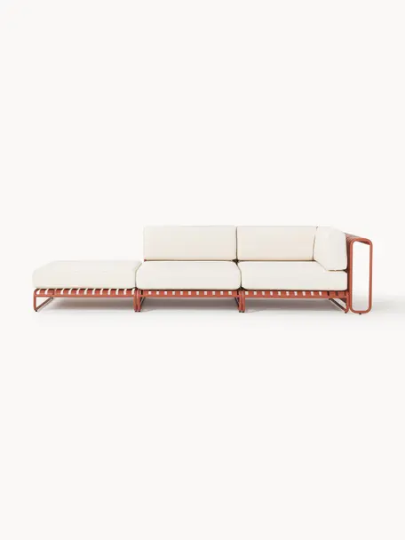 Modulaire tuin loungebank Caio, Bekleding: 100% polyester Met 20.000, Frame: aluminium, Gebroken wit, terracotta, B 305 x D 115 cm