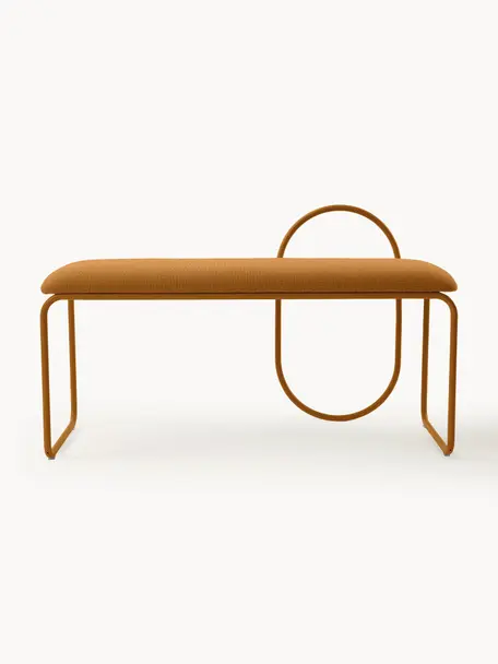 Banc rembourré Angui, Tissu brun clair, larg. 110 x prof. 39 cm