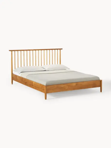 Dřevěná postel s čelem z borovicového dřeva Windsor, Masivní borovicové dřevo, certifikováno FSC, Borovicové dřevo, světlé, Š 160 cm, D 200 cm