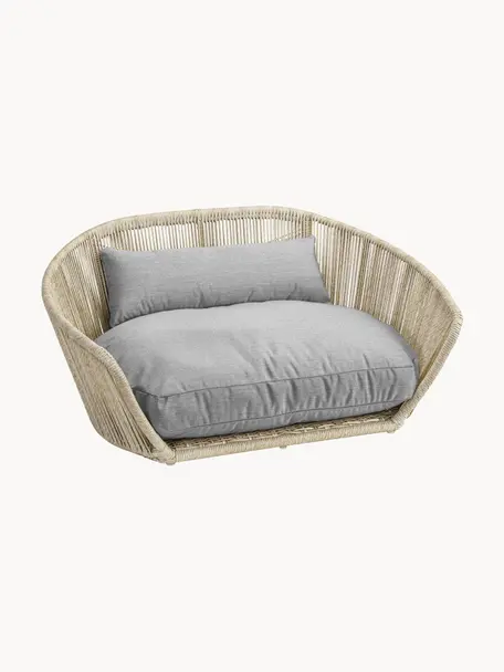 Cama para mascotas de interior/exterior Vogue, Tapizado: tejido acrílico para exte, Estructura: aluminio con pintura en p, Gris claro, beige, An 110 x F 74 cm