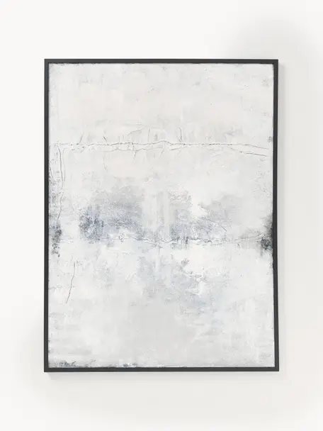 Ručně malovaný obrázek na plátně s dřevěným rámem Simple Living, Odstíny šedé, černá, Š 92 cm, V 120 cm