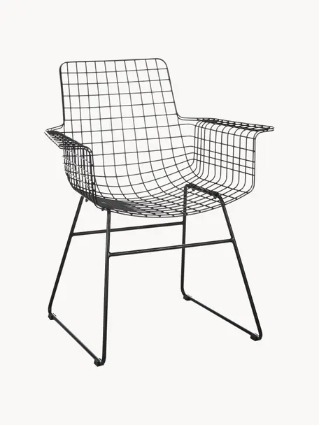 Kovová stolička s opierkami Wire, Kov s práškovým náterom, Čierna, Š 72 x H 56 cm