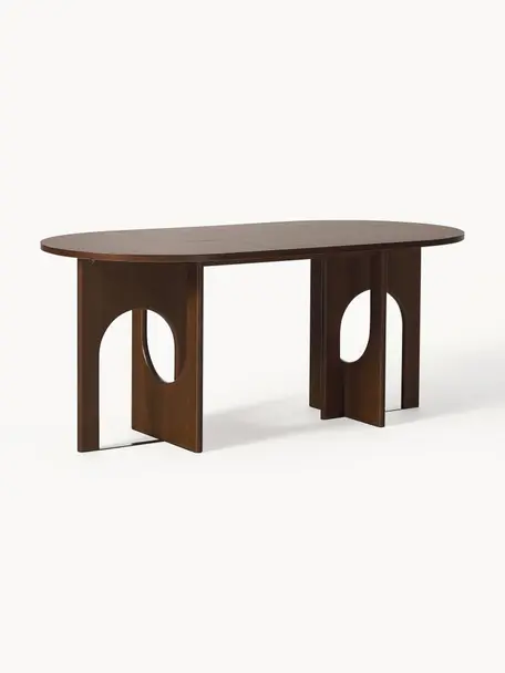 Table ovale Apollo, tailles variées, Bois de chêne, brun foncé laqué, larg. 180 x prof. 90 cm