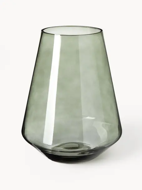 Vase en verre soufflé bouche Joyce, Verre, Vert, Ø 17 x haut. 21 cm