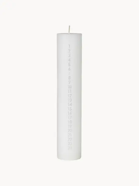 Ručne vyrobená adventná sviečka Rustic, Parafín, Biela, strieborná, Ø 5 x V 25 cm