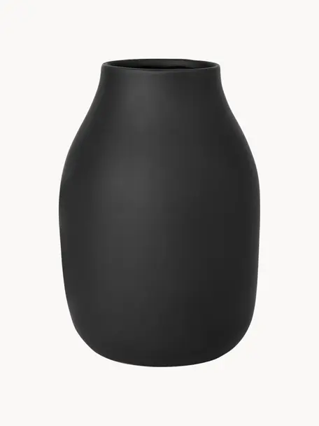 Vase artisanal Colora, haut. 20 cm, Céramique, Noir, Ø 14 x haut. 20 cm