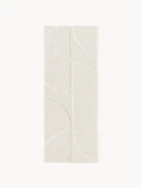 Tapis d'entrée moelleux à poils longs texturé Jade, Blanc crème, larg. 80 x long. 200 cm
