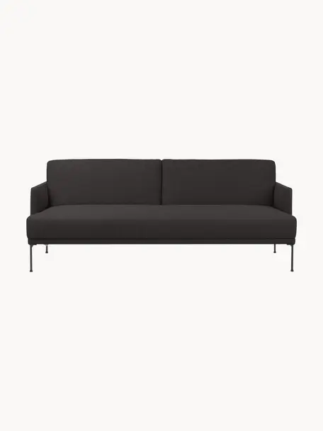 Divano letto 3 posti Fluente, Rivestimento: 80% poliestere, 20% Ramie, Struttura: legno di pino massiccio, , Piedini: metallo laccato a polvere, Tessuto antracite, Larg. 220 x Prof. 88 cm