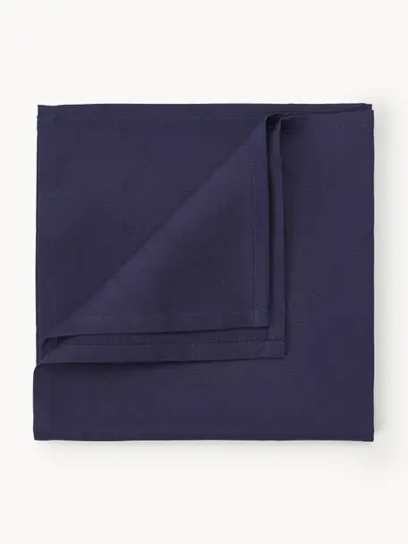 Stoffen servetten Tiles, 4 stuks, 100% katoen, Donkerblauw, B 45 x L 45 cm