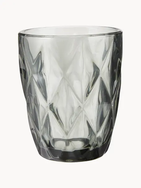 Bicchiere con motivo in rilievo Colorado 4 pz, Vetro, Grigio trasparente, Ø 8 x Alt. 10 cm, 260 ml