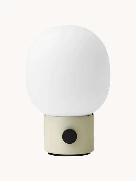 Lampada da tavolo dimmerabile con porta USB  JWDA, Paralume: vetro, Base della lampada: metallo rivestito, Bianco, beige, Ø 15 x Alt. 22 cm