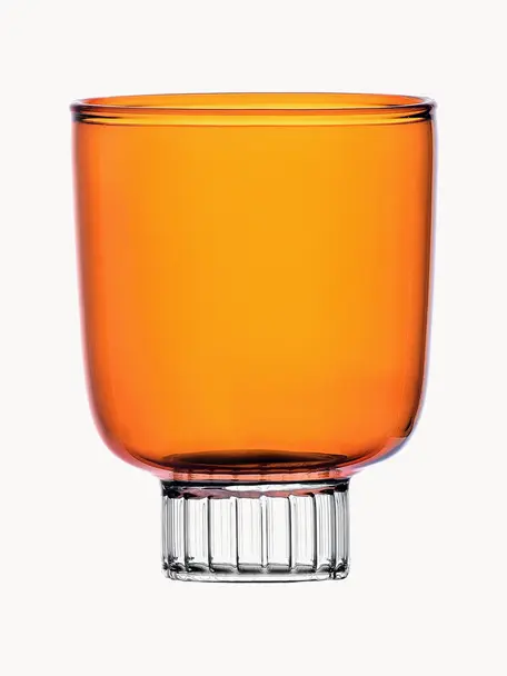 Bicchiere acqua fatto a mano Liberta, Vetro borosilicato, Arancione, trasparente, Ø 8 x Alt. 10 cm, 300 ml