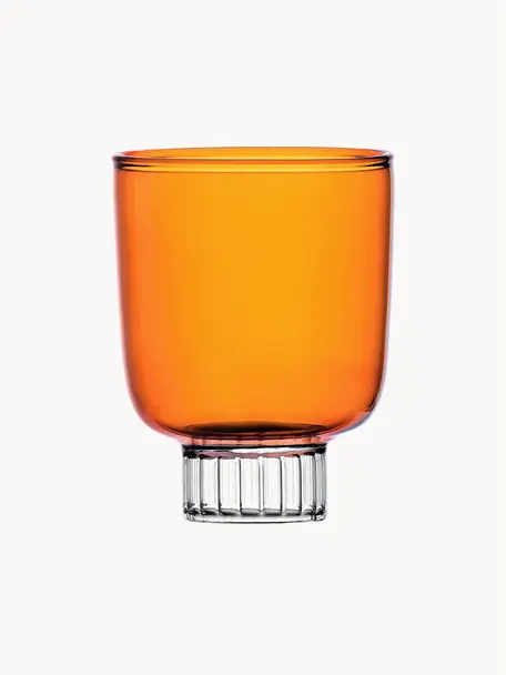 Handgefertigtes Wasserglas Liberta, Borosilikatglas, Orange, Transparent, Ø 8 x H 10 cm, 300 ml