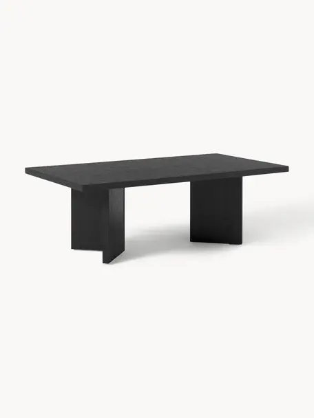 Table basse en bois Toni, MDF avec placage en bois de chêne, laqué, Noir, Ø 100 x haut. 55 cm