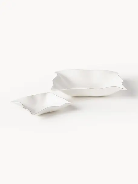 Bols décoratifs Laine, lot de 2, Porcelaine, Blanc, Lot de différentes tailles