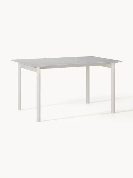 Esstisch Mavi, in verschiedenen Größen, Tischplatte: Keramik, Beine: Metall, pulverbeschichtet, Weiß, Hellgrau, B 140 x T 90 cm
