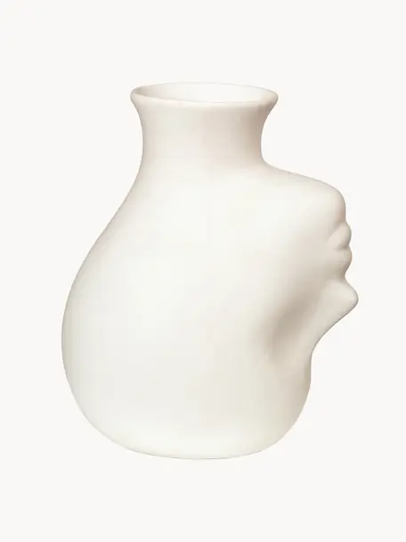 Designová porcelánová váza Headed, Porcelán, Tlumeně bílá, Š 20 cm, V 25 cm