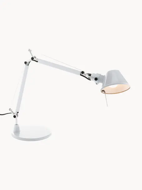 Lampa biurkowa Tolomeo Micro, Stelaż: aluminium powlekane, Biały, S 45 x W 37-73 cm
