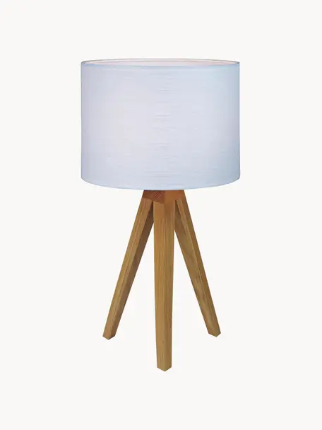 Dubová stolní lampa Kullen, Dubové dřevo, bílá, Ø 23 cm, V 44 cm