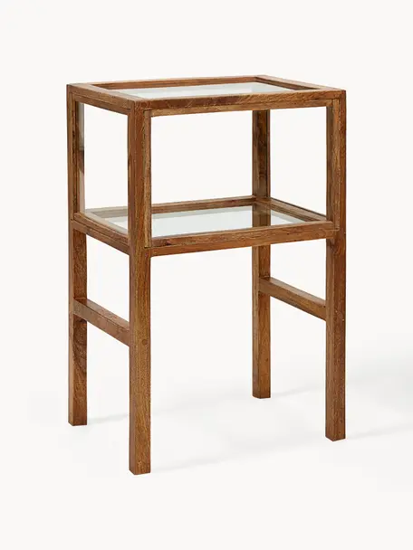 Stolik pomocniczy z drewna mangowego Montre, Stelaż: drewno mangowe, Drewno mangowe, transparentny, S 38 x W 60 cm
