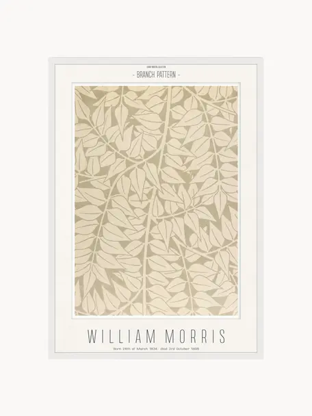 Stampa digitale incorniciata Branch - William Morris, Immagine: stampa digitale su carta, Struttura: legno, pannello di fibra , Beige, Larg. 32 x Alt. 42 cm