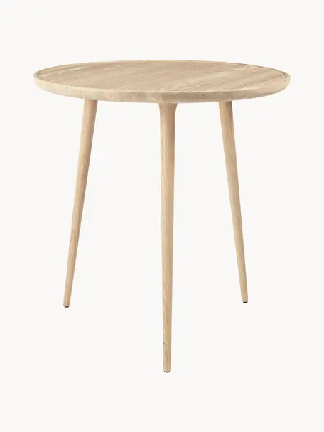 Ręcznie wykonany okrągły stolik pomocniczy z drewna dębowego Accent, Drewno dębowe z certyfikatem FSC, Jasne drewno dębowe, Ø 70 x W 73 cm