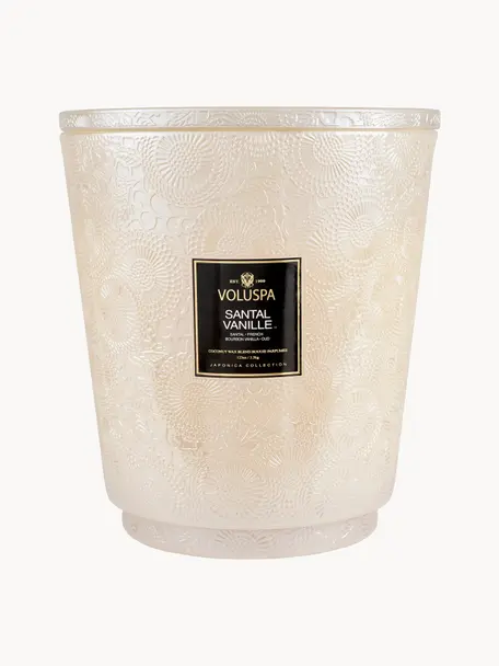 Candela profumata con cinque stoppini fatta a mano Japonica Collection (Santal, Vaniglia Bourbon e Oud), Contenitore: vetro, Santal, Vaniglia Bourbon Francese e Oud, Larg. 25 x Alt. 30 cm