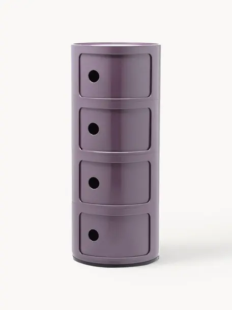 Design Container Componibili, 4 Elemente, Kunststoff (ABS), lackiert, Greenguard-zertifiziert, Lavendel, glänzend, Ø 32 x H 77 cm