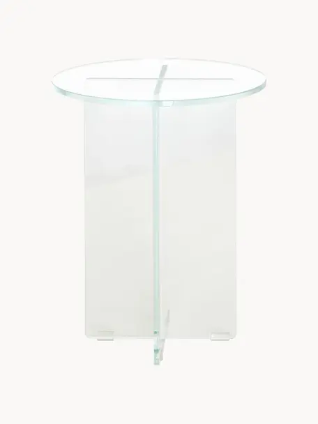 Mesa auxiliar redonda Iris, tablero de vidrio, Tablero: vidrio endurecido, Estructura: vidrio templado, Transparente, Ø 35 x Al 45 cm