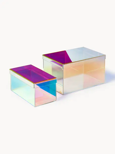 Komplet pudełek do przechowywania Lacy, 2 elem., Szkło akrylowe, Transparentny, Komplet z różnymi rozmiarami