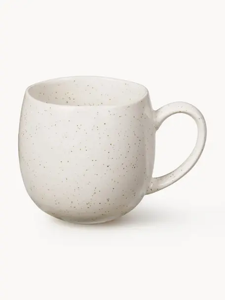 Tazas grandes artesanales Nordic Vanilla, 2 uds., Gres, Off White jaspeado, Ø 9 x Al 10 cm, 450 ml