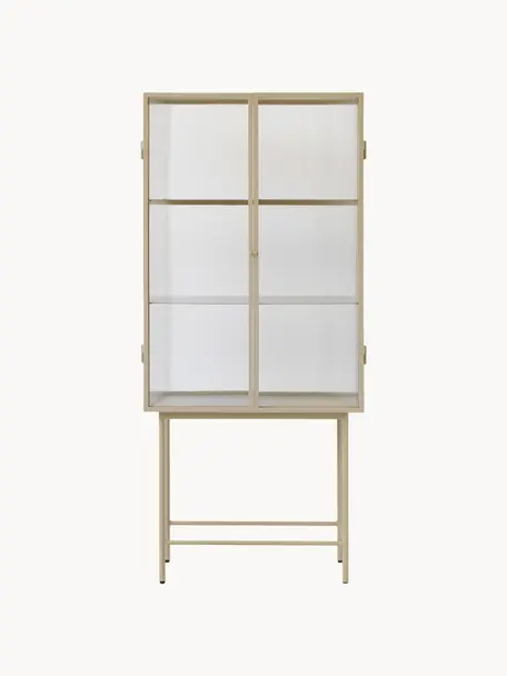 Vitrine Haze, Beige clair, transparent, larg. 70 x haut. 155 cm