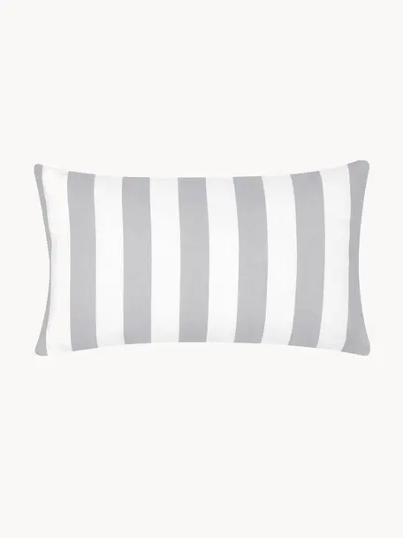 Gestreifte Kissenhülle Timon in Grau/Weiß, 100% Baumwolle, Grau, Weiß, B 30 x L 50 cm