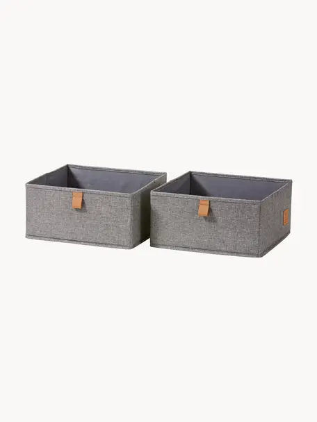 Úložné škatuľky Premium, 2 ks, Tmavosivá, hnedá, Š 30 x H 30 cm
