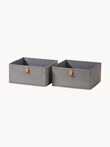 Aufbewahrungsboxen Premium, 2 Stück, Dunkelgrau, Braun, B 30 x T 30 cm