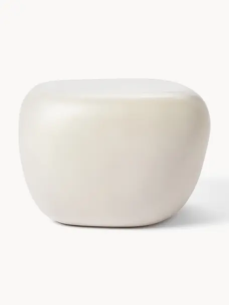 Odkládací stolek v organickém tvaru PIetra, Sklolaminátový plast, lakovaný, Tlumeně bílá, matná, Š 44 cm, V 38 cm