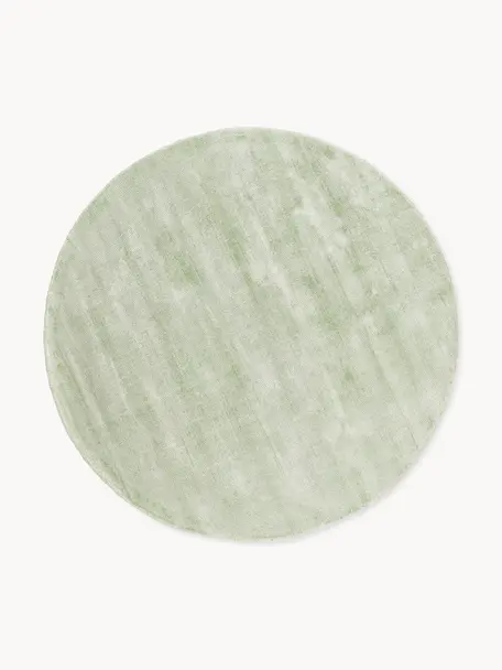Runder Viskoseteppich Jane, handgewebt, Flor: 100 % Viskose, Salbeigrün, Ø 115 cm (Größe S)