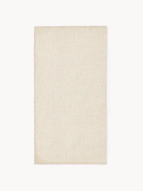 Handgewebter Wollteppich Amaro, Flor: 100 % Wolle, Cremeweiß, Beige, B 80 x L 150 cm (Größe XS)