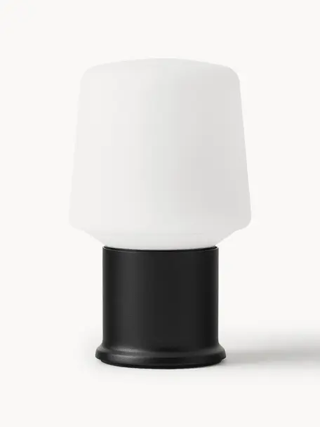 Lámpara de mesa para exterior LED regulable London, portátil, Plástico, Blanco, negro, Ø 9 x Al 15 cm