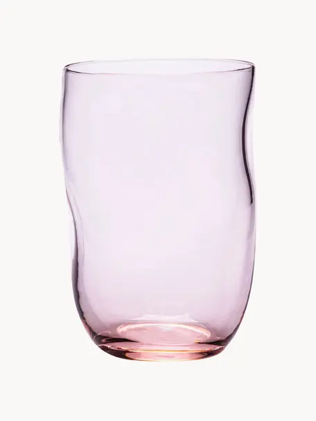 Ręcznie wykonana szklanka Squeeze, 6 szt., Szkło, Blady różowy, Ø 7 x W 10 cm, 250 ml