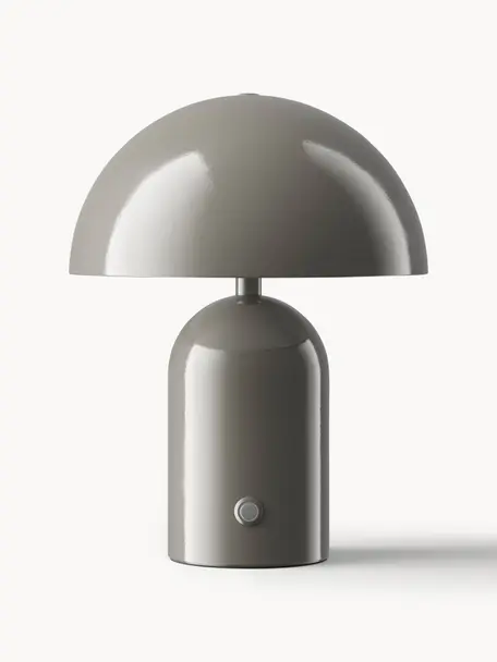 Lámpara de mesa pequeña LED Walter, portátil, Cable: cubierto en tela, Gris pardo, Ø 19 x Al 25 cm