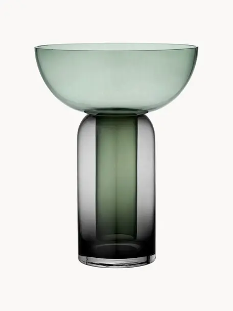 Glazen vaas Torus, H 33 cm, Glas, Donkergrijs, donkergroen, transparant, Ø 25 x H 33 cm